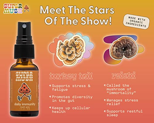 SuperMush Daily Immunity Mouth Spray Mushroom Spray Supplement for Immune & Digestive Health Support Turkey Tail & Reishi Mixed Mushrooms Extract | 30ml Pure & Organic Turkey Tail - Image 4