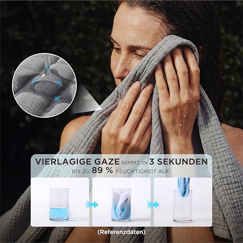 BEDSURE Musselin Decke 100% Baumwolldecke - Tagesdecke, Grau, 130x150 cm – Ansicht 3