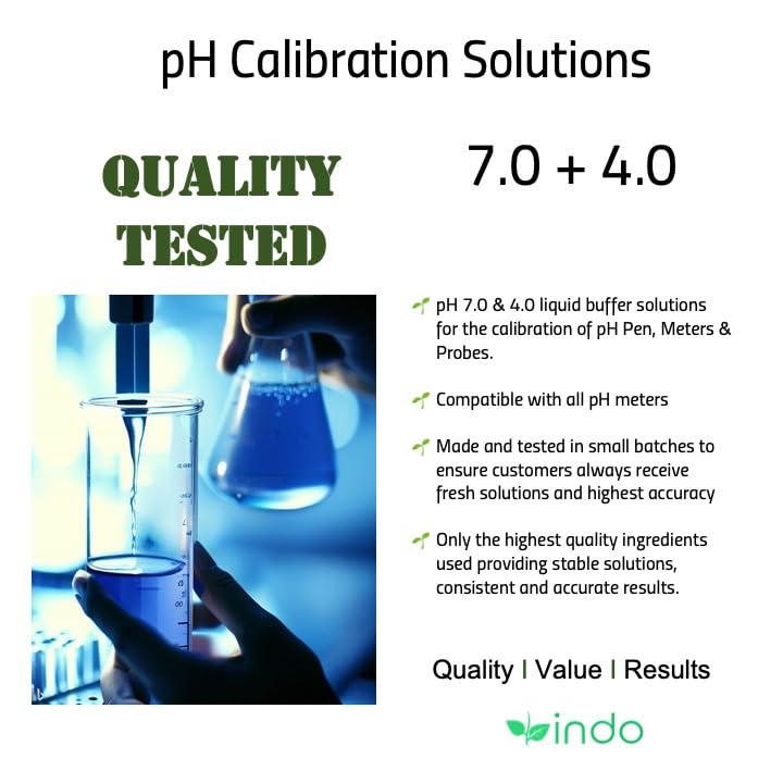 Indo pH Calibration 4.0 & 7.0 Plus Electrode Storage Solution Kit (250 mL / 8 oz of Each Solution)