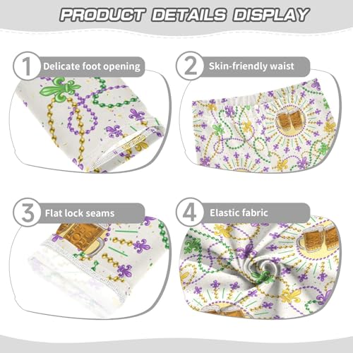 Girls' Leggings Mardi Gras Full Glasses Beer Ankle Length Printed Leggings Comfort Pants for Kids 4-10 Years4