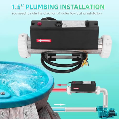 Riscaldatore elettrico per piscina con termostato, kit di riscaldamento universale in linea per rilassarsi in spa, vasca da bagno e piscine