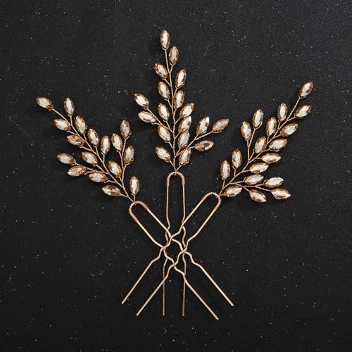 Épingles à cheveux en cristal champagne pour coiffure de mariage bohème