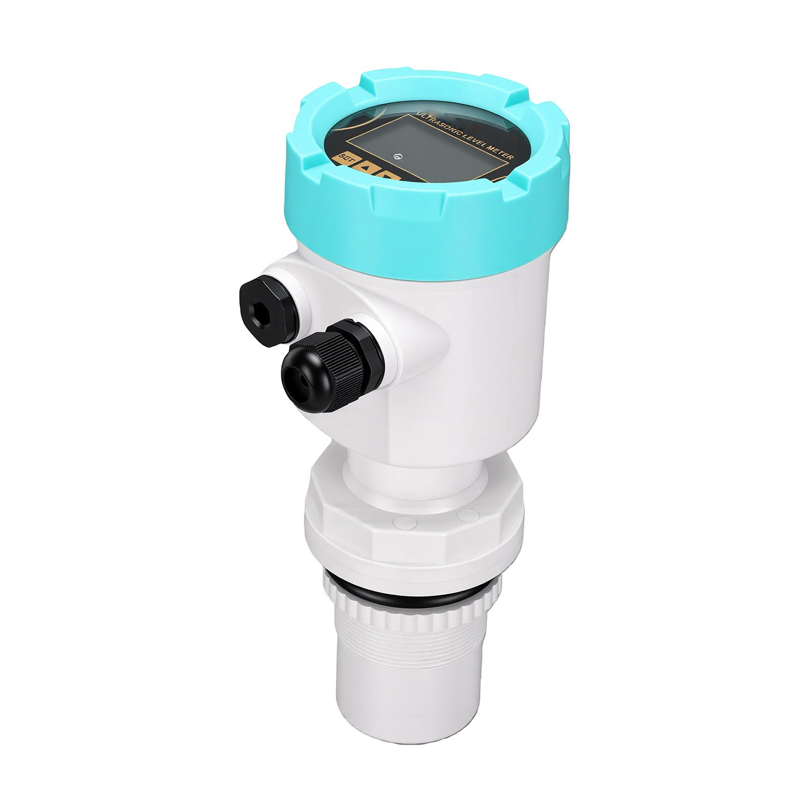 Zunate Ultradźwiękowy Miernik Poziomu Cyfrowy Wyświetlacz LCD Czujnik Poziomu Wody Wyjście 4-20 MA Zasięg 0-10 M Zielony ABS Trwały Cyfrowy System Pomiaru Cieczy Klasy Przemysłowej w Zbiornikach i