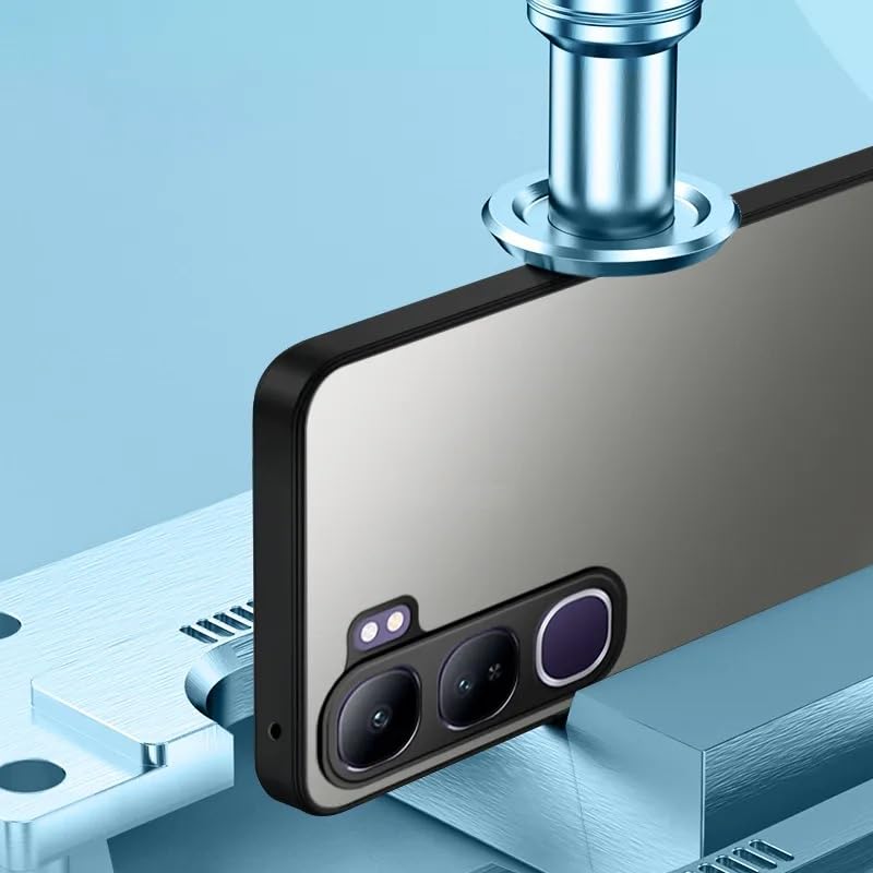 Image of REALCASE Back Cover Case for Vivo Y300 5G / Vivo V40 Lite 5G | Slim Fit Hard PC Back & Soft TPU Bumper | Protective Shockproof Case for Vivo Y300 5G / Vivo V40 Lite 5G (Black+Clear)