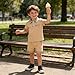 Voxikodex Size 5 6 Years Toddler Boys Clothes 2 Piece Short Sleeve Polo Shirt Tops & Casual Shorts Set Kids Boys Summer Outfits Set Khaki(5-6T)