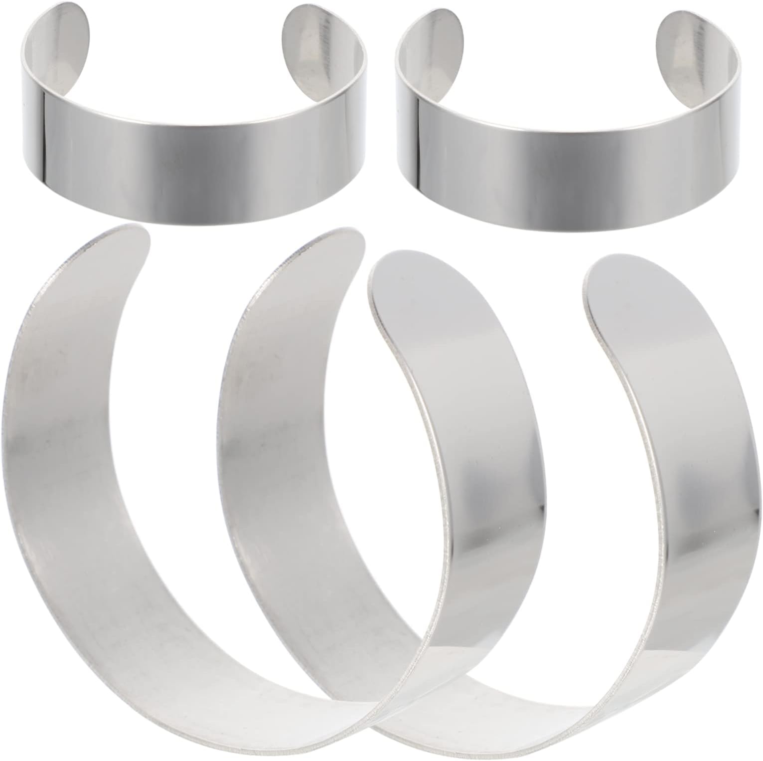 Gadpiparty 4pcs DIY Stainless Steel Bracelet Blanks with Leather Ring Cores Open Bangle Cuff Blanks for Custom Engraved Jewelry Making Gifts