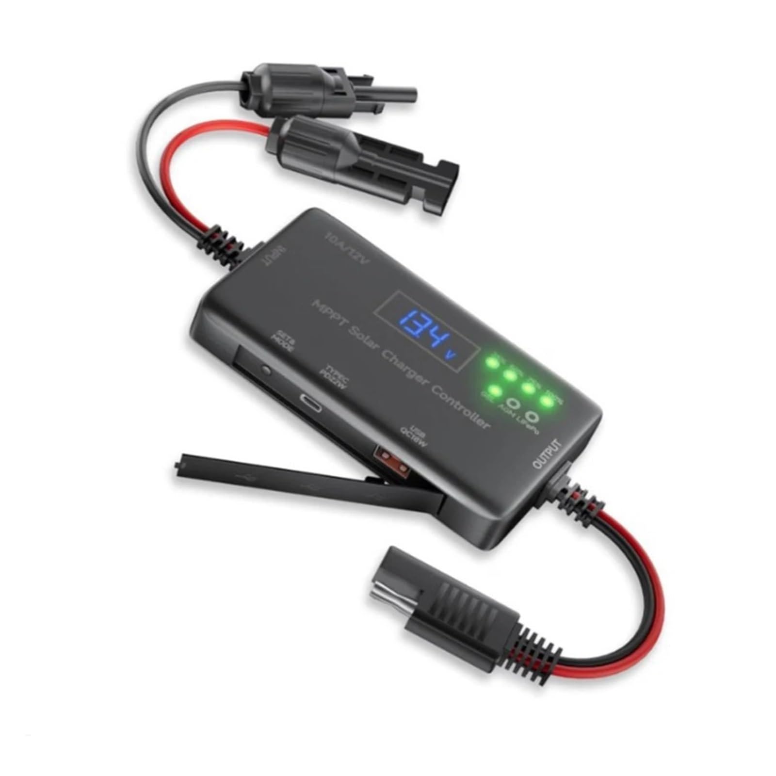 Solar Charge Controller, MPPT Solar Controller 12V 10A 20A PV -acid Lithium Battery With Type-C And USB Output(20A)