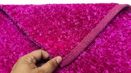 Image of House2Home Feather Cotton Blend Door Mat | 2Pc. Combo | 50x80cm | Side Binding - Available in 8 Colors (Deep Pink)