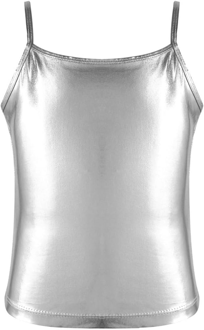 ranrann Girls Camisole Straps Shiny Metallic Tank Top for Gymnastic Dance Performance Top