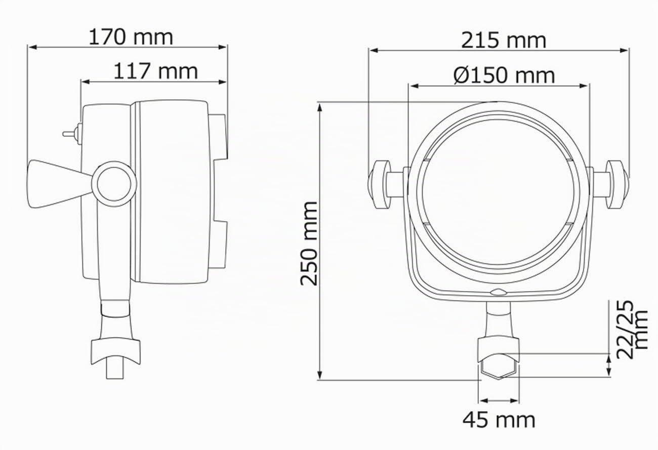 Osculati Night Eye Scheinwerfer, Messing verchromt 12 V