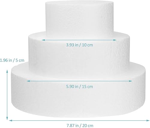 Miniatura 6 de UPKOCH Decoración de boda, 3 piezas de espuma redonda, juego de simulación falsa para tartas de espuma de poliestireno para pasteles de boda,