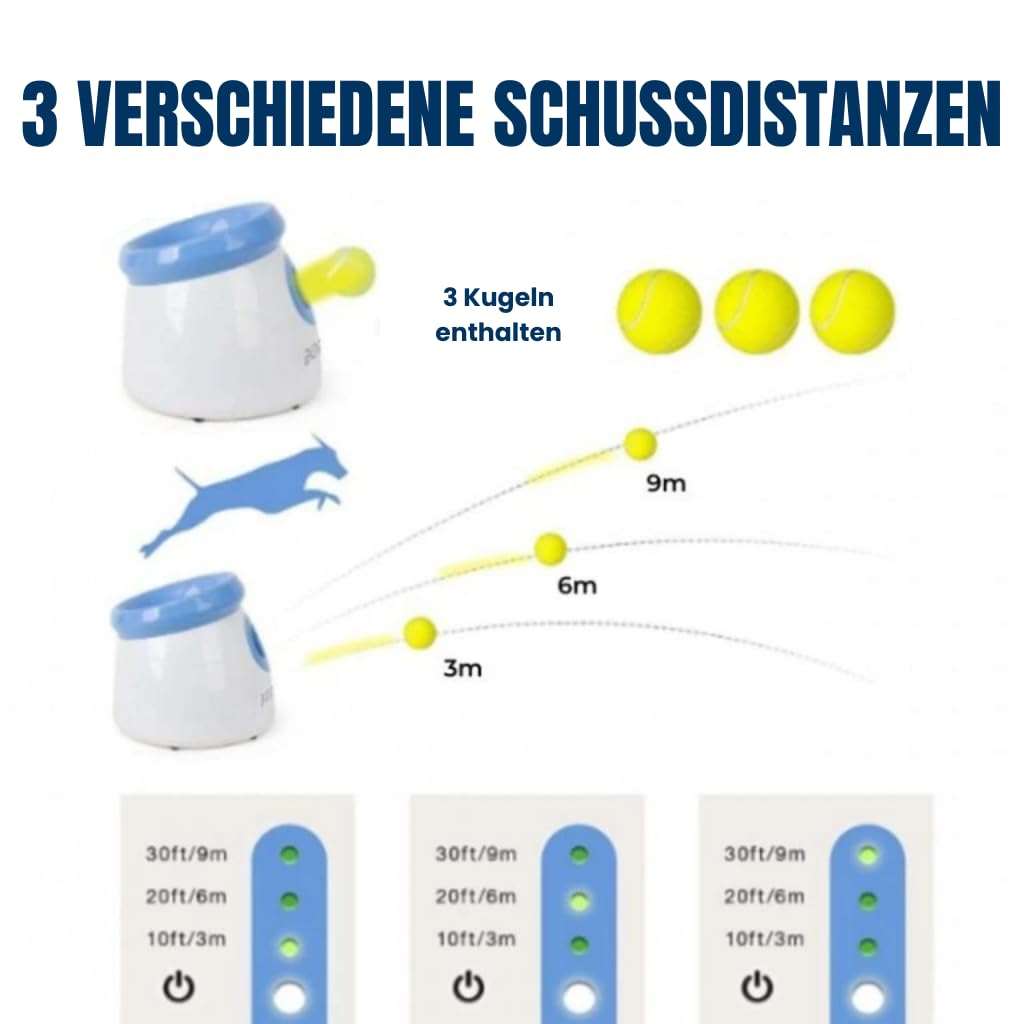 BOT automatischer Ballwerfer Ifetch, inkl. 3Stk Hundebälle. Interaktives Hundespielzeug Ballwurfmaschine kleine Hunde (Mini 5cm - Blue)