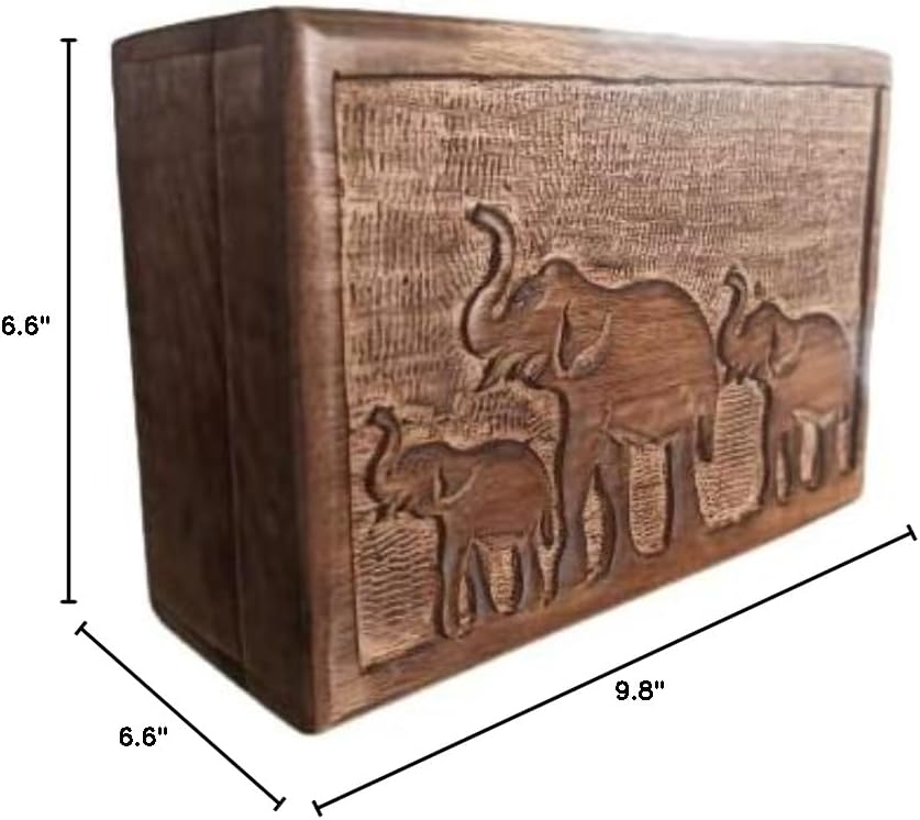 STORE INDYA Wooden Handmade Treasure Box. Antique Chest for Jewelry & Keepsake, Elephant Design Treasure Chest with Trinket Holder, Lock Box, Watch Box.