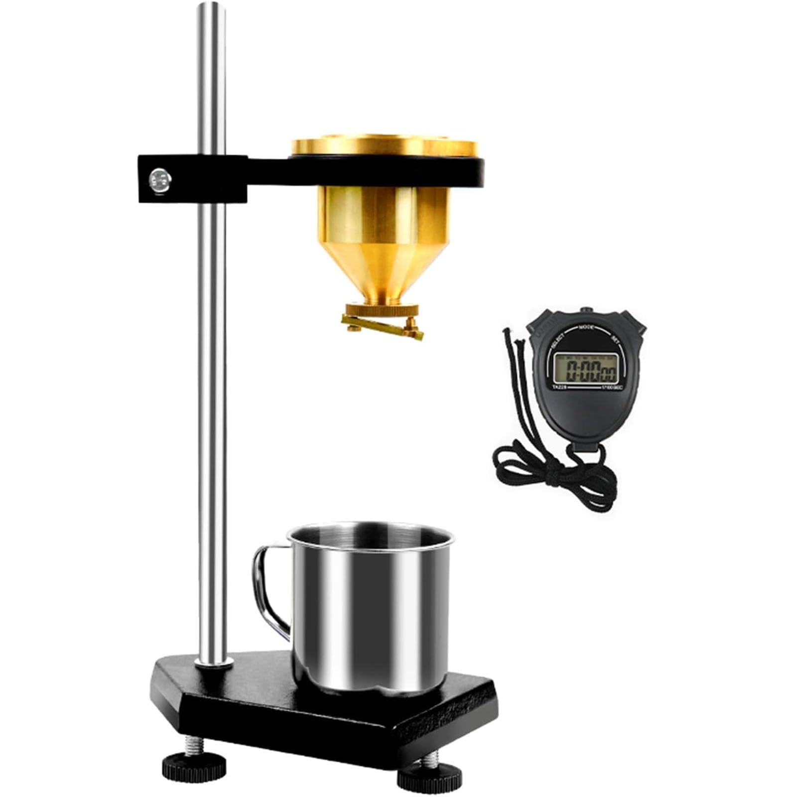 Viscosímetro De Copa para Pintura, Copa De Flujo Ford De 100 Ml con Soporte Ajustable Y Cronómetro, Boquilla De 4 Mm, 112-685 CST, para Pruebas De Pintura, Tinta, Recubrimientos Y Barnices.