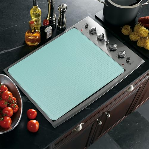 Stove Top Cover for Electric Stove - Silicone Stove Mat for Glass Top, Glass Cooktop Protector, XL Dish Drying Mats For Kitchen,Oven Covers for Electric Stove (Aqua,30 x 21)