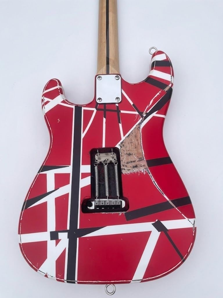 Chitarra elettrica a corpo solido, stile tributo heavy metal a strisce rosse con tremolo bloccabile, 6 corde full size for hard rock (Guitarra Eléctrica)