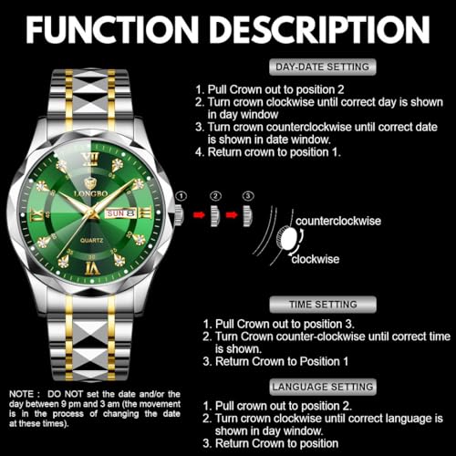 Image of LONGBO Zenith Watch for Men Analog Quartz Dress Diamond Business Stainless Steel Watches Waterproof Luminous Date Luxury Men's Wristwatch | Birthday Gift for Men | Gift for Husband | Gift for Brother