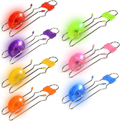 7 Pack Light Up Gyro Wheels Toy Set, Light Up Magnetic Sensory Toy with Spinning Wheel and Flashing LED Lights, Retro Magic Rail Light Up Gyro for Boys and Girls