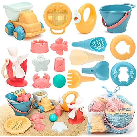 Kids Sand Beach Toys, Sand Toys Set with Resuable Mesh Bag Bucket and Spade Summer Beach Games for Children Toddlers Cover