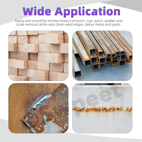 Swpeet Wire 2Pcs 13.8 Zoll Edelstahl Drahtbürste mit langem gebogenem Buchenholzgriff, Hochleistungsdraht Kratzbürste Rost Scheuerbürste für Rost, Farbe Scheuerbürste mit Tiefenreinigung