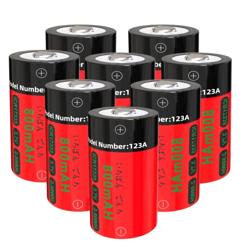 Yofraro 8-Pack 123A Battery ICR17335 Ni-MH Batteries Rechargeable for Arlo VMS3130 VMC3030 VMK3200 VMS3330 3430 3530 Cameras Alarm System Flashlight