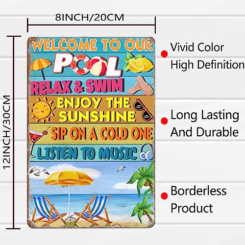 Cartel metálico decorativo para piscina 12x8 pulgadas miniatura 2