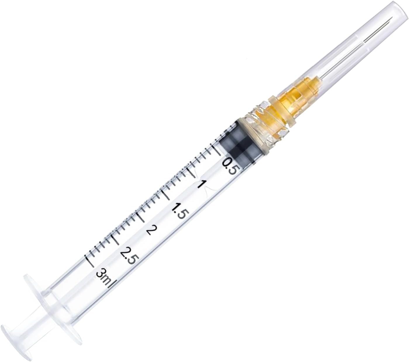 100 Pack 3ml Luer Lock Syringes with 25G 1 Inch Needle, Disposable Lab Syringes, Individually Sealed