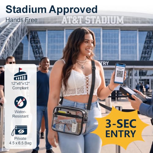 Image of PACKISM Clear Bag for Stadium Events - Small Clear Purses for Women Stadium Crossbody for Game Day, Festival, Concerts