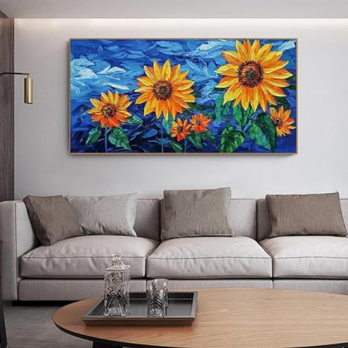Toile de tournesol abstrait dsdsgog pour habiller un mur vide et raviver un salon sombre
