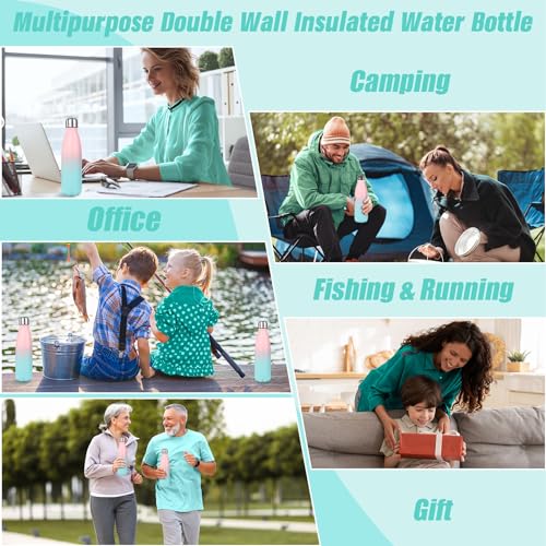 Image of Sfee Insulated Water Bottle, 17 oz Stainless Steel Water Bottles, Double Wall Vacuum Reusable Water Bottles Leak Proof BPA-FREE Sports Bottle Cup Keep Hot&Cold for Running Gym Workout Cycling Kids