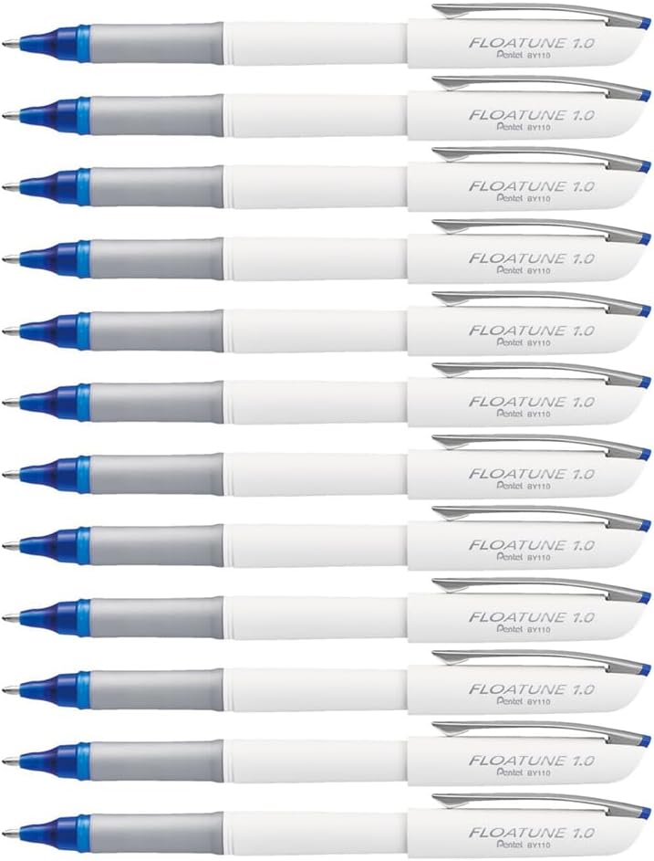 Pentel Floatune Rollerball, 1.0mm Bold Point, Blue Ink, Box of 12 (BY110-C)