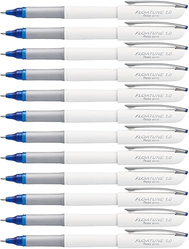 Pentel Floatune Rollerball, punta gruesa de 0.039 pulgadas, tinta azul, caja de 12 (BY110-C)