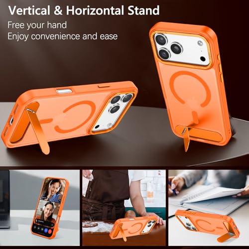 Image of GUAGUA for iPhone 17 Pro Max Case Compatible with MagSafe iPhone 17 Pro Max Magnetic Case Translucent Matte Skin Feeling Shockproof Protective Anti-Scratch Case for Phone 17 Pro Max 6.9 inch, Orange