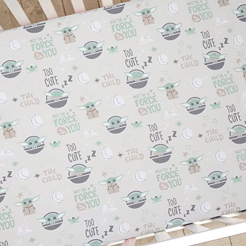 Image of Lambs & Ivy Star Wars Cozy Friends Baby Yoda /Grogu Fitted Crib Sheet