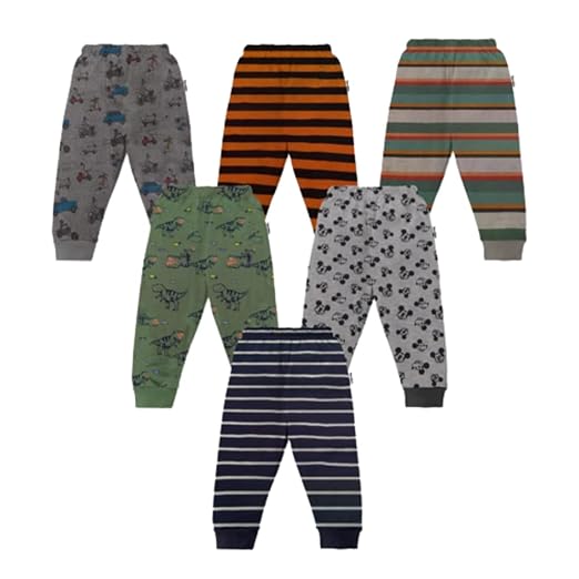 Cotton Track Pants for Boys | Regular Fit Printed Jogger Pants | Pack of 6