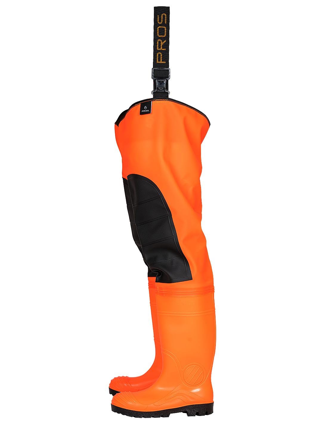 Salopette da pesca S5, pantaloni da pesca con stivali, arancione/giallo, taglia 40-48