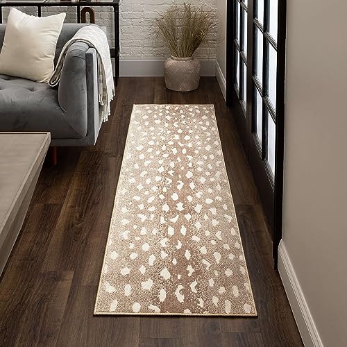 Mohawk Home Antelope Animal Print Beige 2' 1' x 7' 6' Area Rug Perfect for Kitchen, Living Room, Dining Room