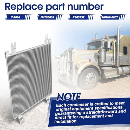 Image of Air Conditioning A /C Condenser Compatible with Kenworth T370 T400 T660 W900 / Peterbilt 320# 7-9094, 79094, PT40732, HDH010057, 9142783, 40835, PB1035, M3655001, M3665001