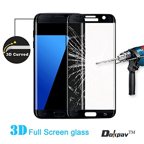S7 Edge Screen Protector, Dokpav® Ultra Slim Samsung Galaxy S7 Edge 3D Tempered Glass Full Screen Protector, Protective Film Anti-scratch Anti-fingerprint for S7 Edge (Black)