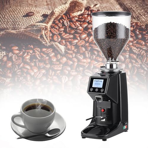 WDDEYYDS Molinillo de Café para Espresso Comercial con 19 Ajustes Personalizados – Muelas Planas de 60mm,Pantalla LCD,Piezas Desmontables,Acero Inoxidable, Moler Café y Especias 1500ml-Black