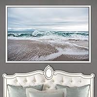Framed Canvas Wall Art Coastal Freedom Aerial Beach Beach Coastal Cool Minimalism Multicolor Photography Relax/Calm - 16x24 inches