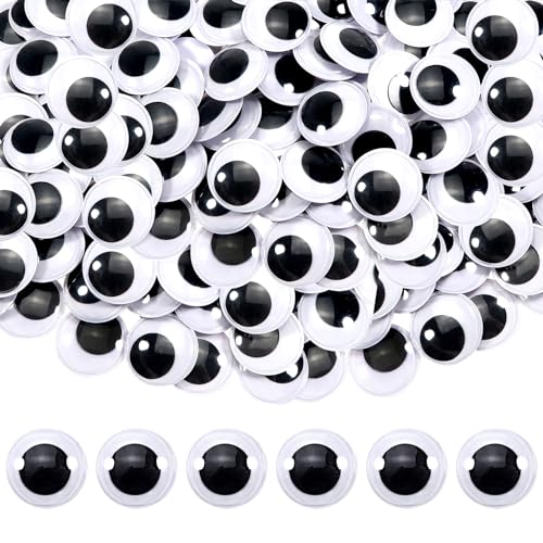 toaob 150pcs 1 inch plastic wiggle googly eyes self-adhesive black round sticker eyes diy arts crafts scrapbooking accessories