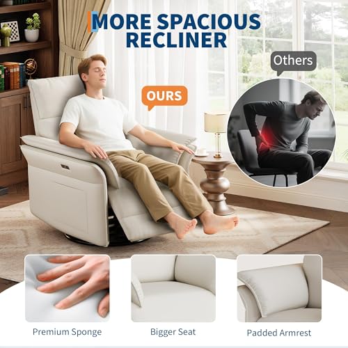 Sillón reclinable giratorio ergonómico blanco miniatura 6