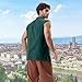SYQBR Mens Medieval Pirate Lace-up Sleeveless Shirt, Renaissance Viking Stand Collar Top, Steampunk Gothic Costume Tunic(Dark Green, S)
