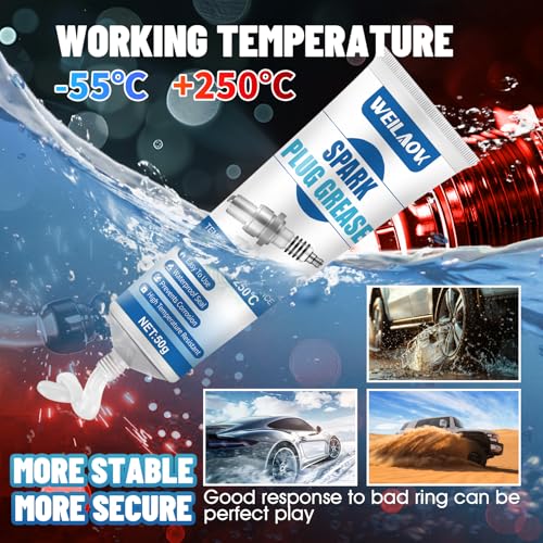 WEILAOK Zündkerzen Fett, Zündkerzenfett, Glühkerzenfett, Silikonfett Kfz, Geeignet für Hochspannungsteile Wie Zündkerzen und Kabel In Kraftfahrzeugen, 80g