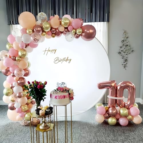 Image of Rose Gold and Pink Balloons, 60PCS Baby Pink Apricot Ivory White Balloon 12Inch Metallic Chrome Gold Rose Gold Balloon Beige Blush Nude Balloon for Boho Wedding Bridal Baby Shower Birthday Decorations