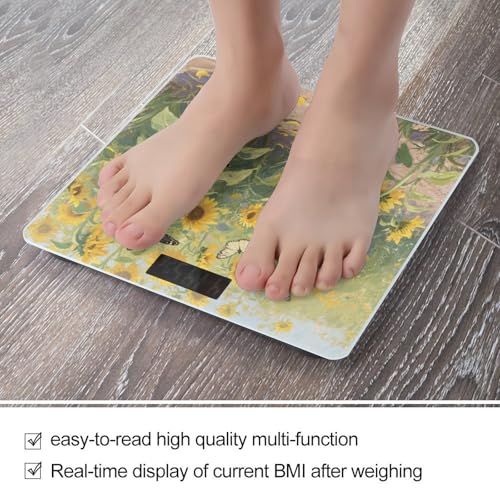Báscula digital de baño con diseño girasoles 400lb miniatura 5