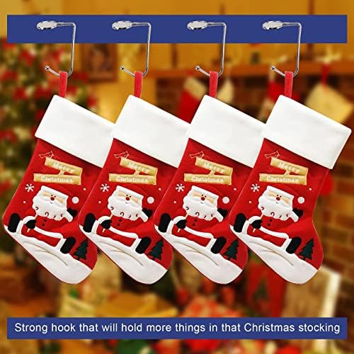 KEYIDO® 4 Pcs Christmas Stocking Holder Hangers Hooks for Fireplace & Mantle, Metal Xmas Stocking Holder Hooks Hangers with Anti Skid Safety Hang Grip for Christmas Home Decorations