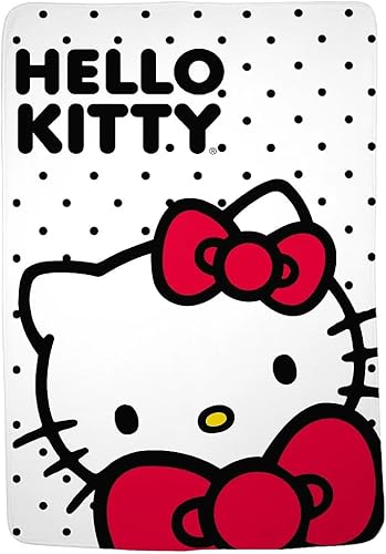 Coleccionables Hello Kitty Ropa de cama de lunares súper suave y acogedora, 62 x 90 pulgadas, (Producto oficialmente licenciado) de Franco