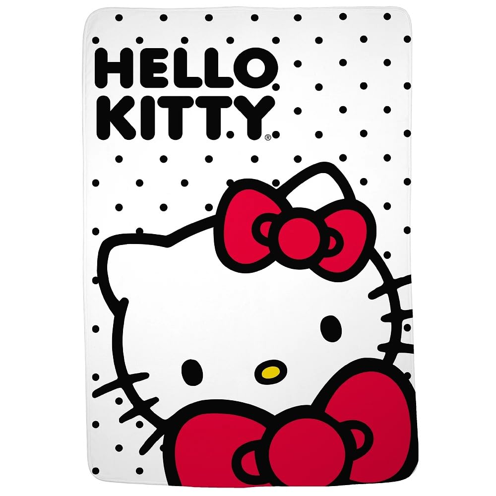 Collectibles Hello Kitty Polka Dot Bedding Super Soft Cozy Blanket, 62 in x 90 in, (Officially Licensed Product) by Franco